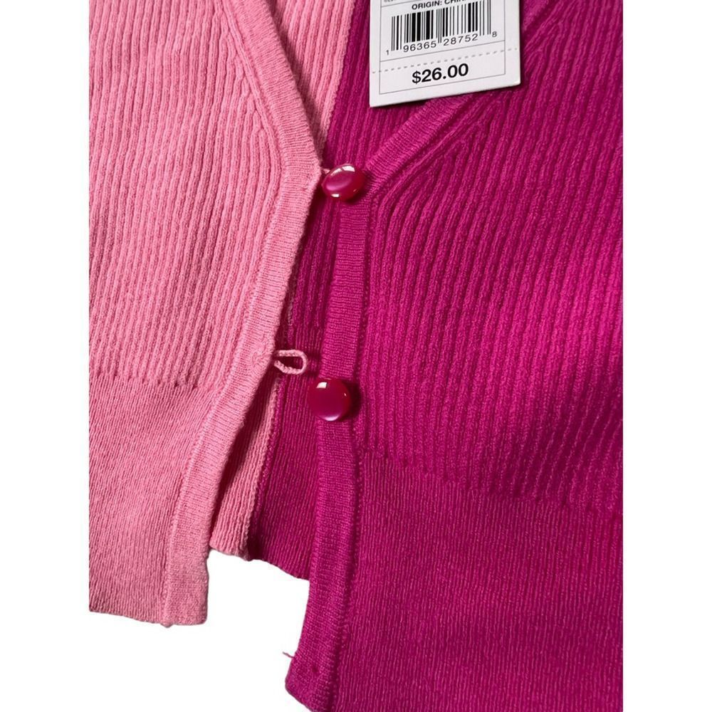 Wild Fable Womens Cardigan Sweater Pink Color Block Long Sleeve V Neck XS New - Picture 3 of 4